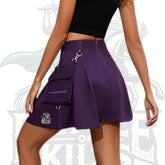 Goth Purple Pleated Mini Skirt with Chain – High-Waist Punk Tennis Skirt for Women